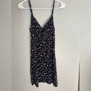 Short, adjustable straps dress, tie front